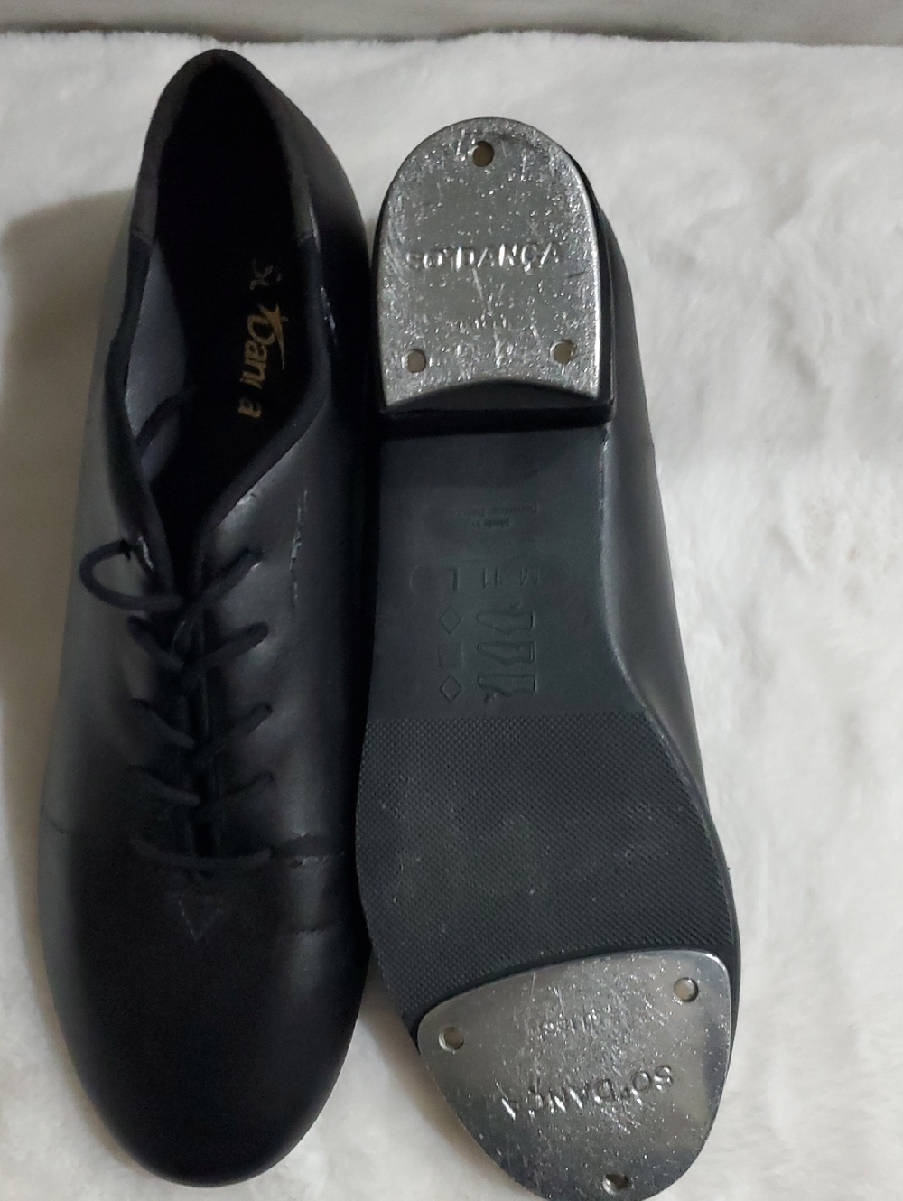 Black Leather Slip-On Tap Shoes